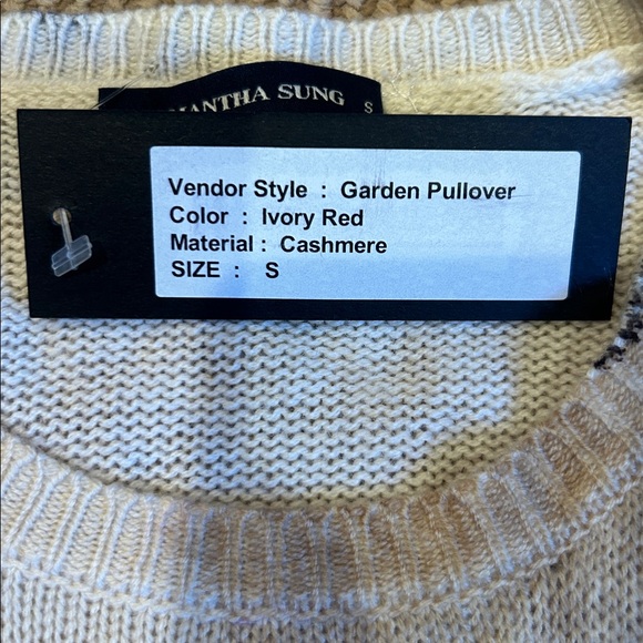 NWT ANTHRO x SAMANTHA SUNG 100% cashmere garden Red Floral sweater size small - Picture 6 of 12